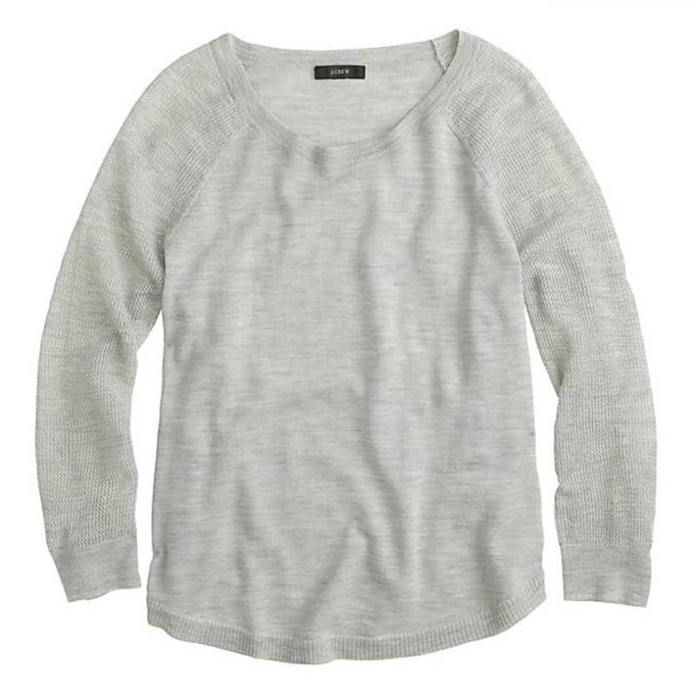 J. Crew Merino Wool Mesh Sleeve Gray Sweater M